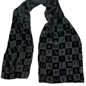 Elaine Gold Collection XIIX ABC Silk/Rayon Scarf 10”X46” Black Men/Women